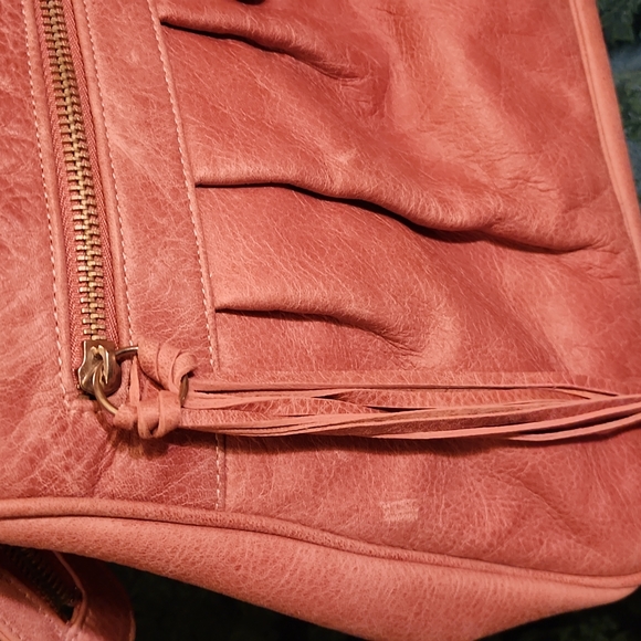 Large BULGA Dusty Rose Leather Satchel - Picture 5 of 11
